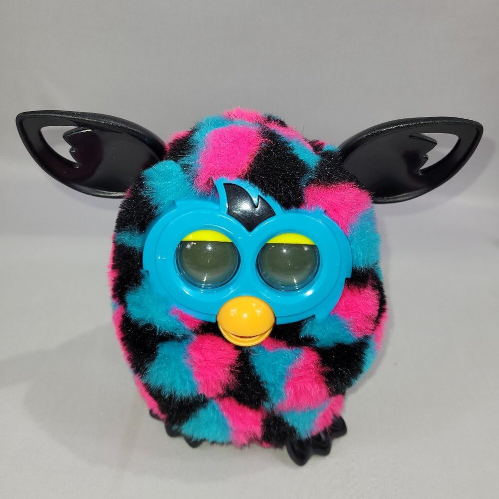 Furby Boom 2013 Black Teal Pink Triangles Electronic Toy Interactive Pet